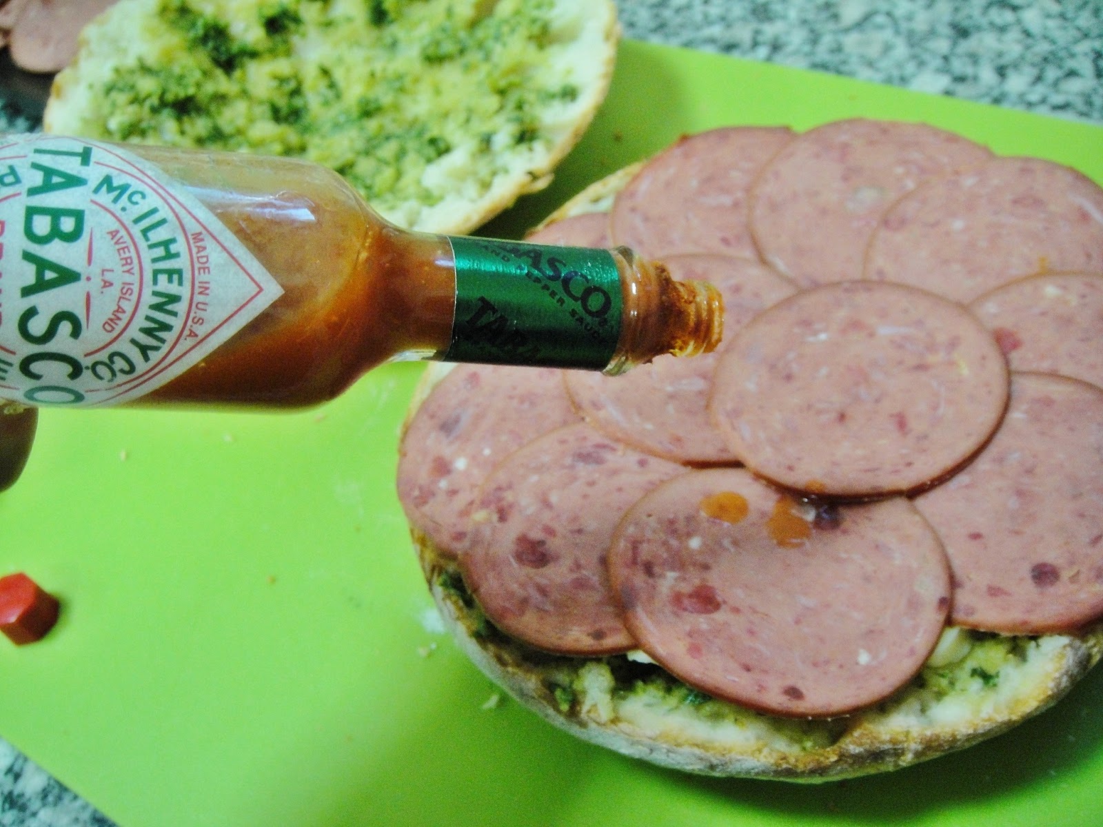 Maryam's Culinary Wonders 457. Pressed Salami Pesto Sandwich