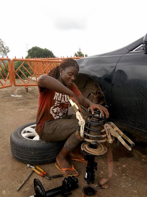 1a1 Photos/Video: Meet Blessing, a young female mechanic in Abuja