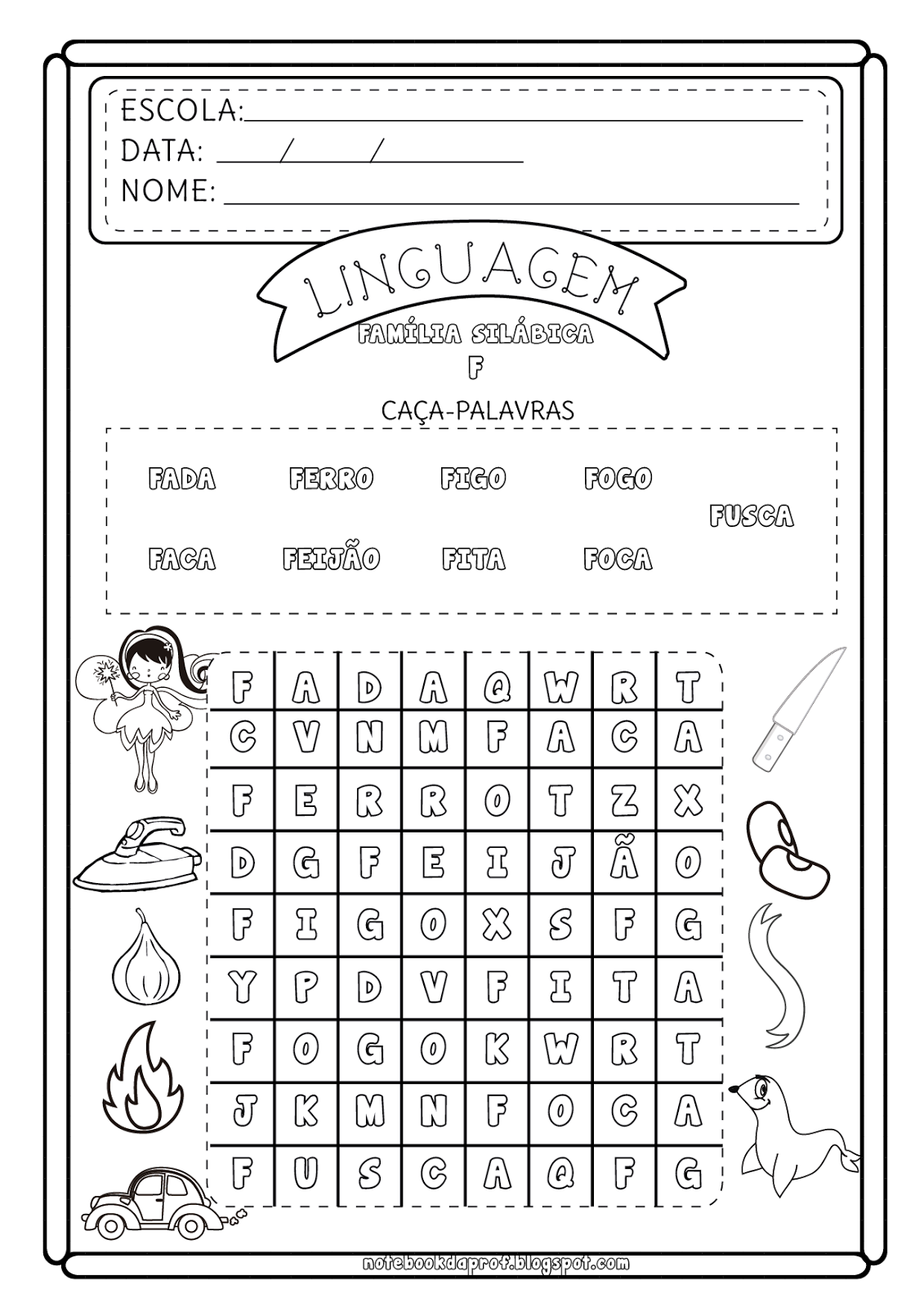 Notebook da Profª Atividades Letra F Notebook da Profª Atividades Letra F