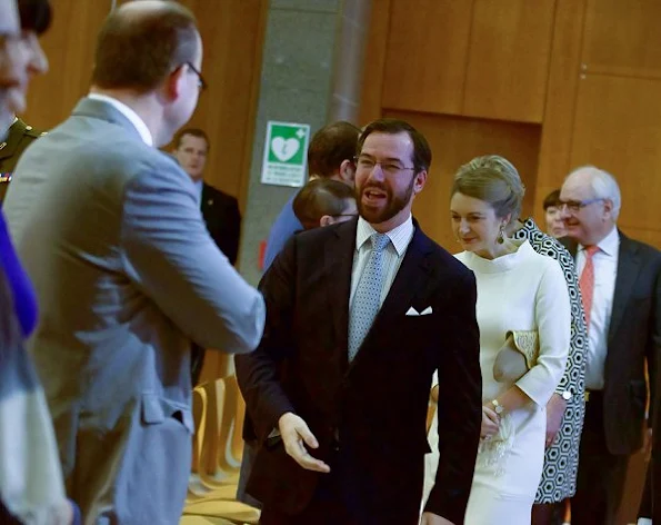Hereditary Grand Duchess Stephanie and Hereditary Grand Duke Guillaume attended the awards ceremony for the Master Hands. Princess Stephanie wore Prada Dress and Gianvito Rossi Pumps
