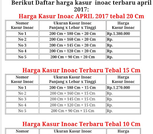 harga kasur busa inoac april 2017 inoac asli harga kasur busa inoac april 2017 inoac asli