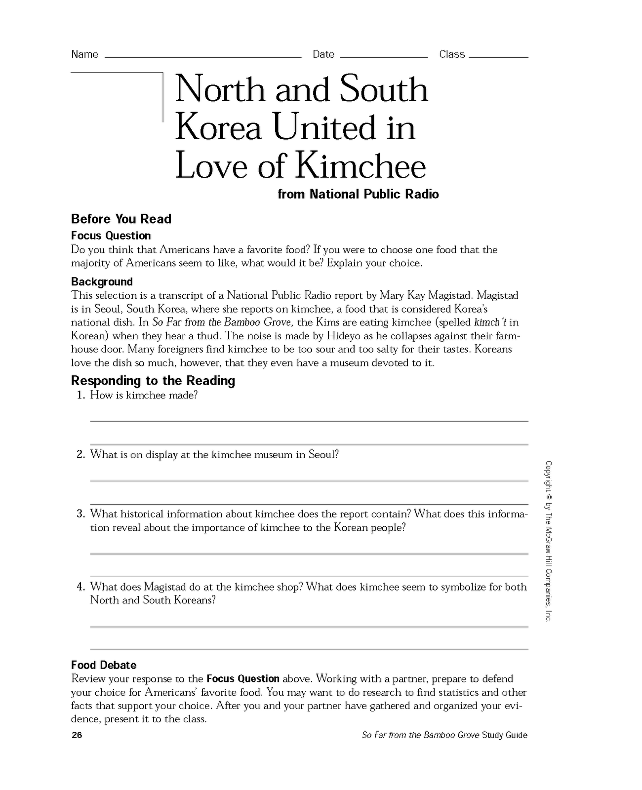 mochi thinking Study Guide for So Far from the Bamboo Grove