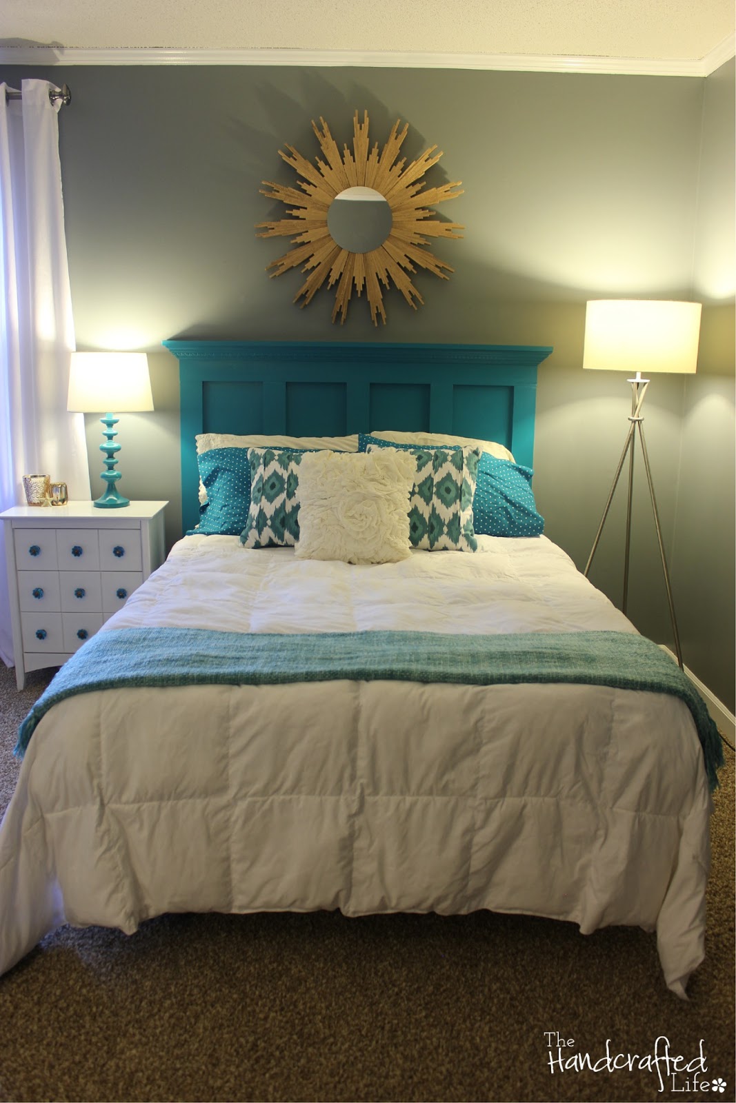  The Handcrafted Life Teal  White and Grey Guest Bedroom  