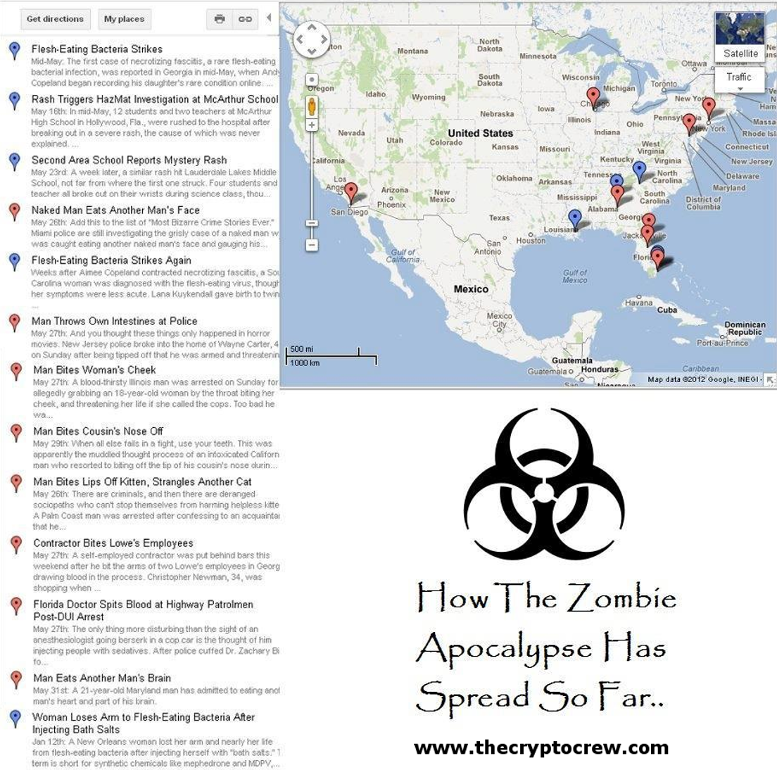 Map of the Zombie type outbreak The Crypto Crew