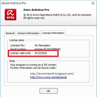 avira key 2019