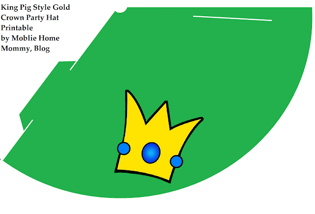 Pintable Green Party hat with tilted gold crown like King Pig wears