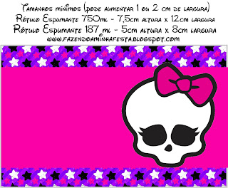 Monster High: Etiquetas para Imprimir Gratis. Etiqueta para botellas de champagne.