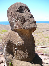 Rare Moai -- Bearded, round head, and with legs -- Rano Raraku Crater, Easter Island