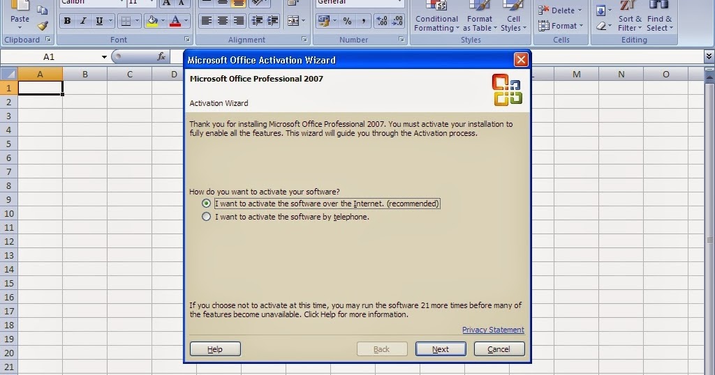 microsoft office 2007 activation wizard not working