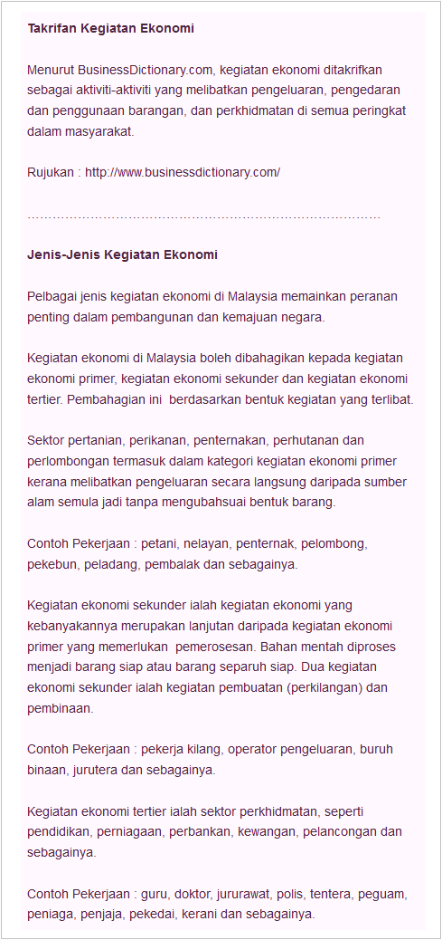 Contoh Borang Soal Selidik Kegiatan Ekonomi Tingkatan 3 Feed News Indonesia
