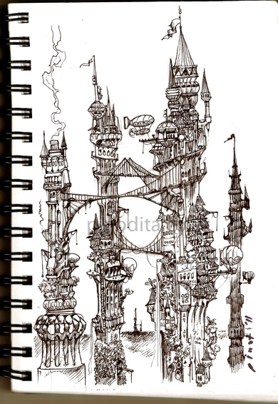 Our Artful Life: Doodles: Tower of City