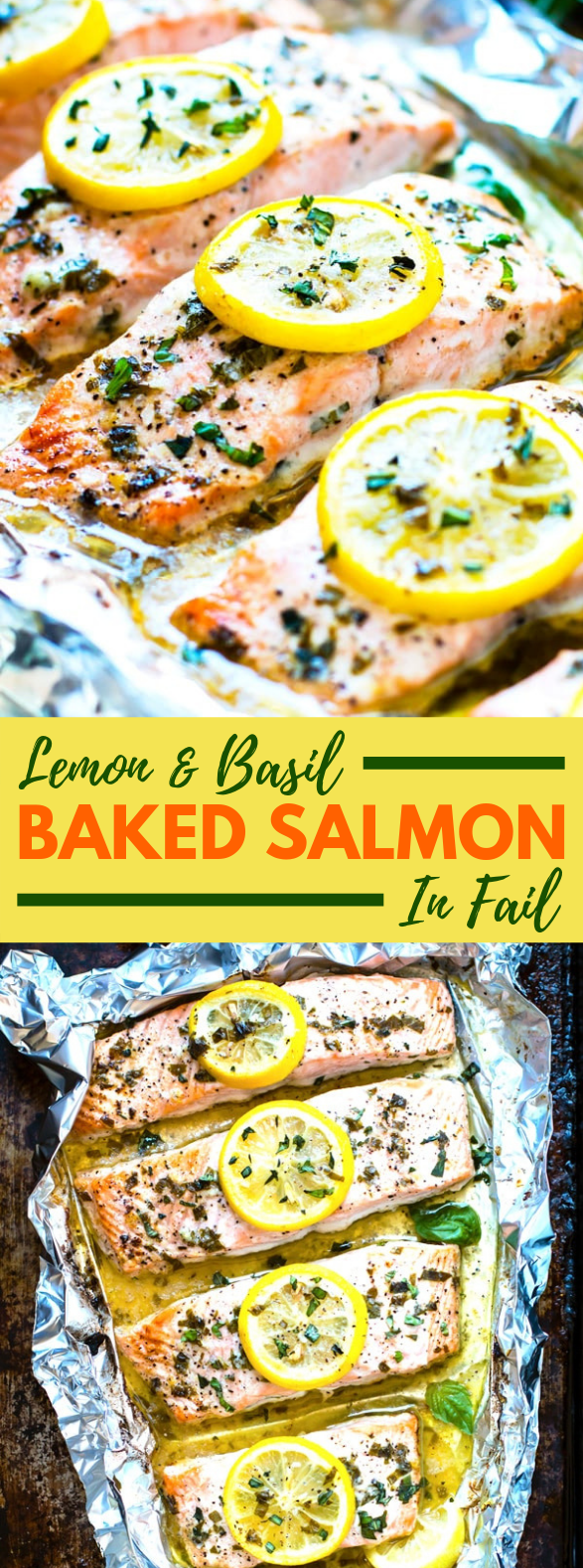 BASIL & LEMON BAKED SALMON IN FOIL #Paleo #Glutenfree BASIL & LEMON BAKED SALMON IN FOIL #Paleo #Glutenfree