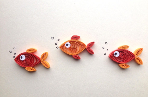 handmade card with simple animal quilled