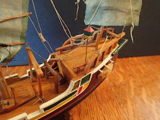 After deck detail of model Chinese seagoing junk