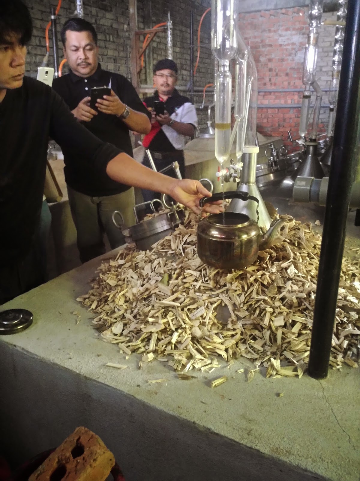 All About Gaharu Info Kursus Penyulingan Pati Minyak Mtib 26 6 Minyak Yang Telah Luarkan Daripada Dapur Akan Dipanaskan Menggunakan Lampu Bagi Memudahkan Proses Mengasingkan Gaharu Dan Air