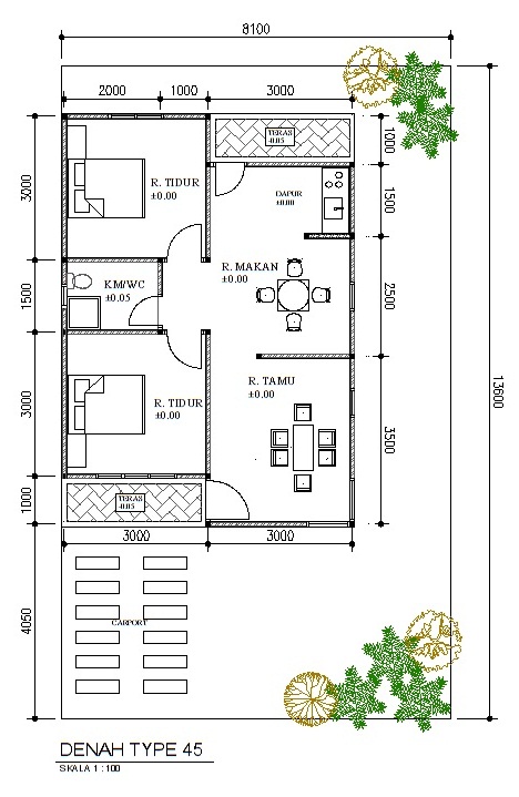 Denah Rumah Type 45 2019 Cafe Elwazeen Denah Rumah Type 45 2019 Cafe Elwazeen
