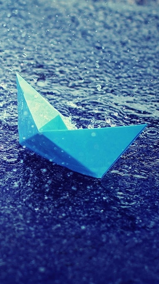 Blue Paper Boat In The Rain   Galaxy Note HD Wallpaper   Blue Paper Boat In The Rain   Galaxy Note HD Wallpaper
