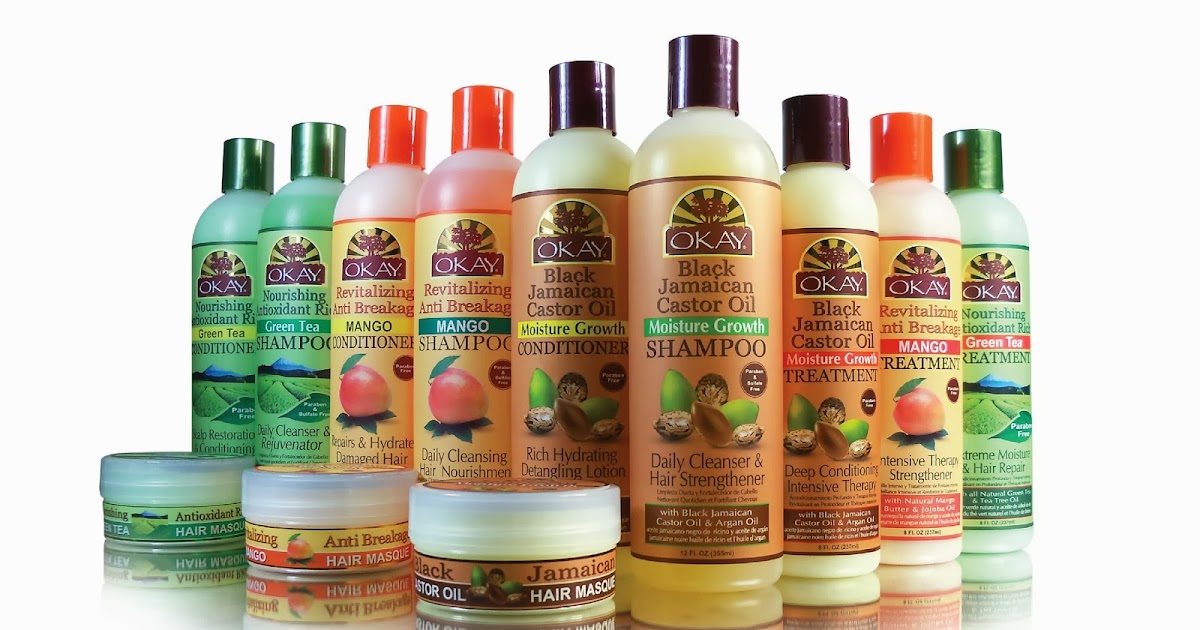 okay natural ingredient shampoo line on packaging of the world