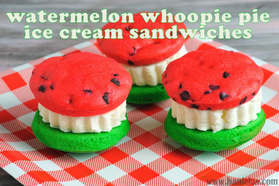Haniela's: Watermelon Whoopie Pie Ice Cream Sandwiches