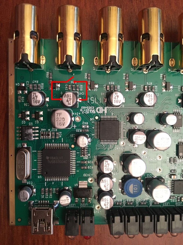 DC coupled audio interface (for MAX) with ESI GIGAPORT HD+