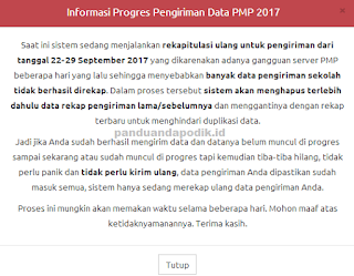 Informasi Progres Pengiriman Data PMP 2017