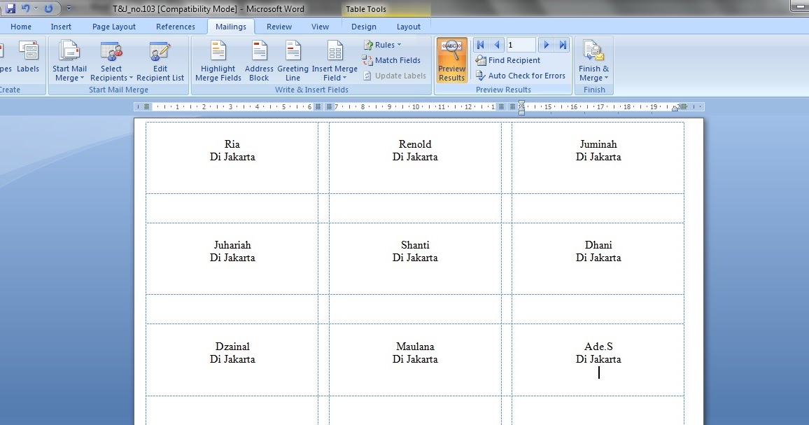 Format Label Undangan 121 Excel