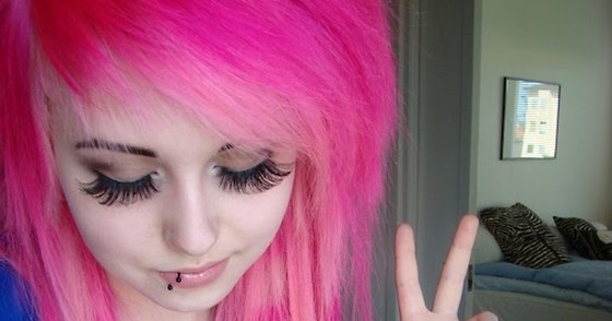 Cute, emo, girl, pink, hair, bracelets, lovely