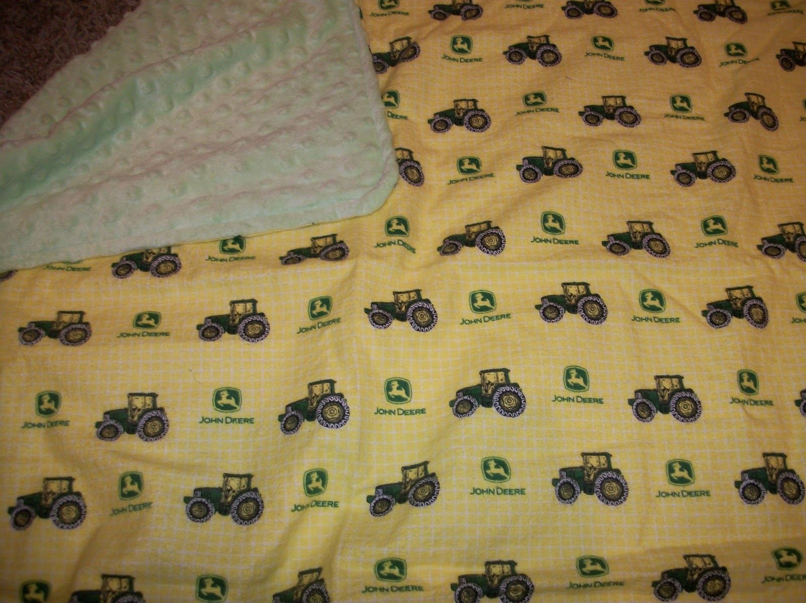 Deerecountry Quilts John Deere minkee receiving blanket