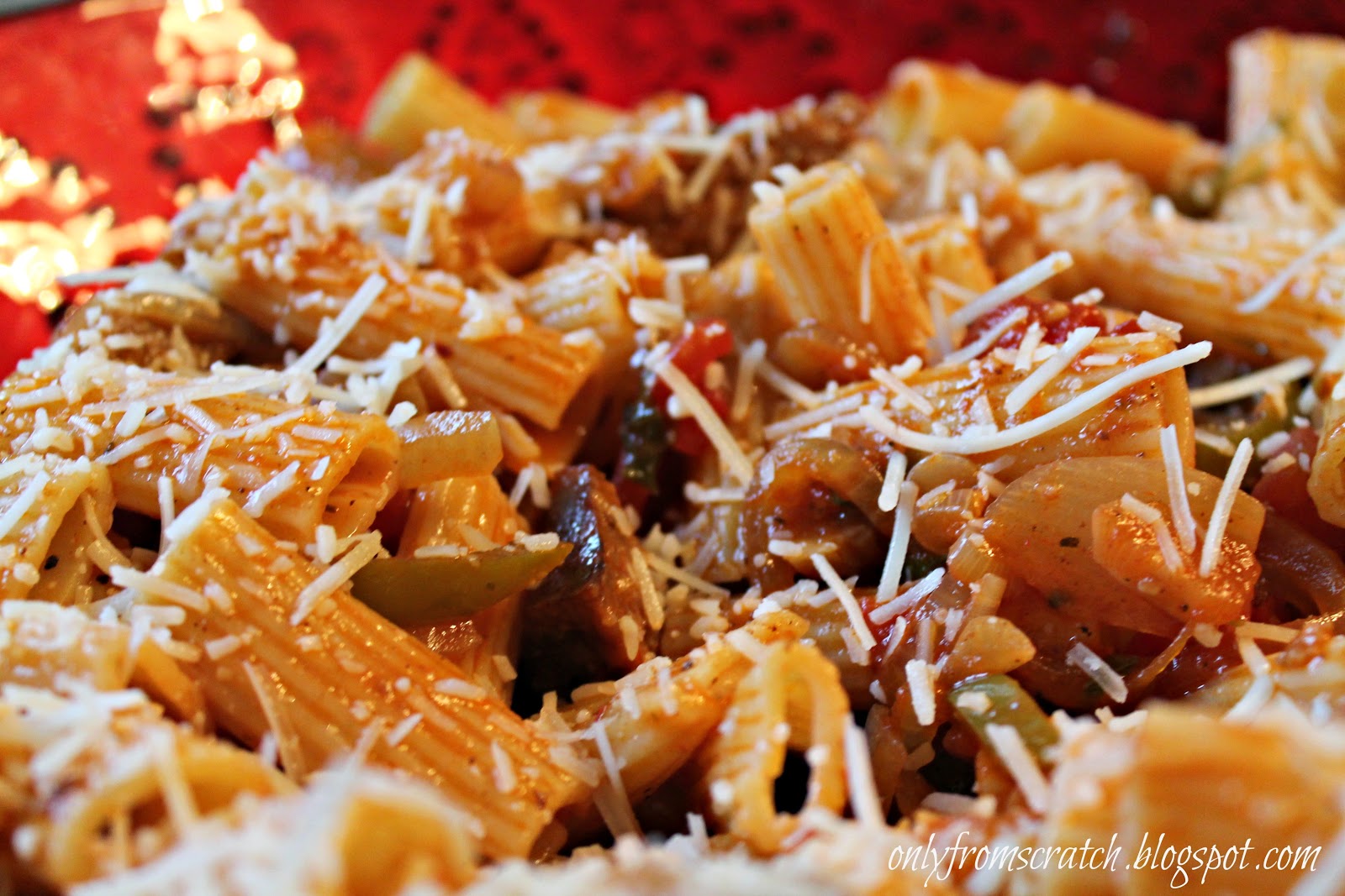 Only From Scratch Rigatoni with Sausage, Peppers, and Onions