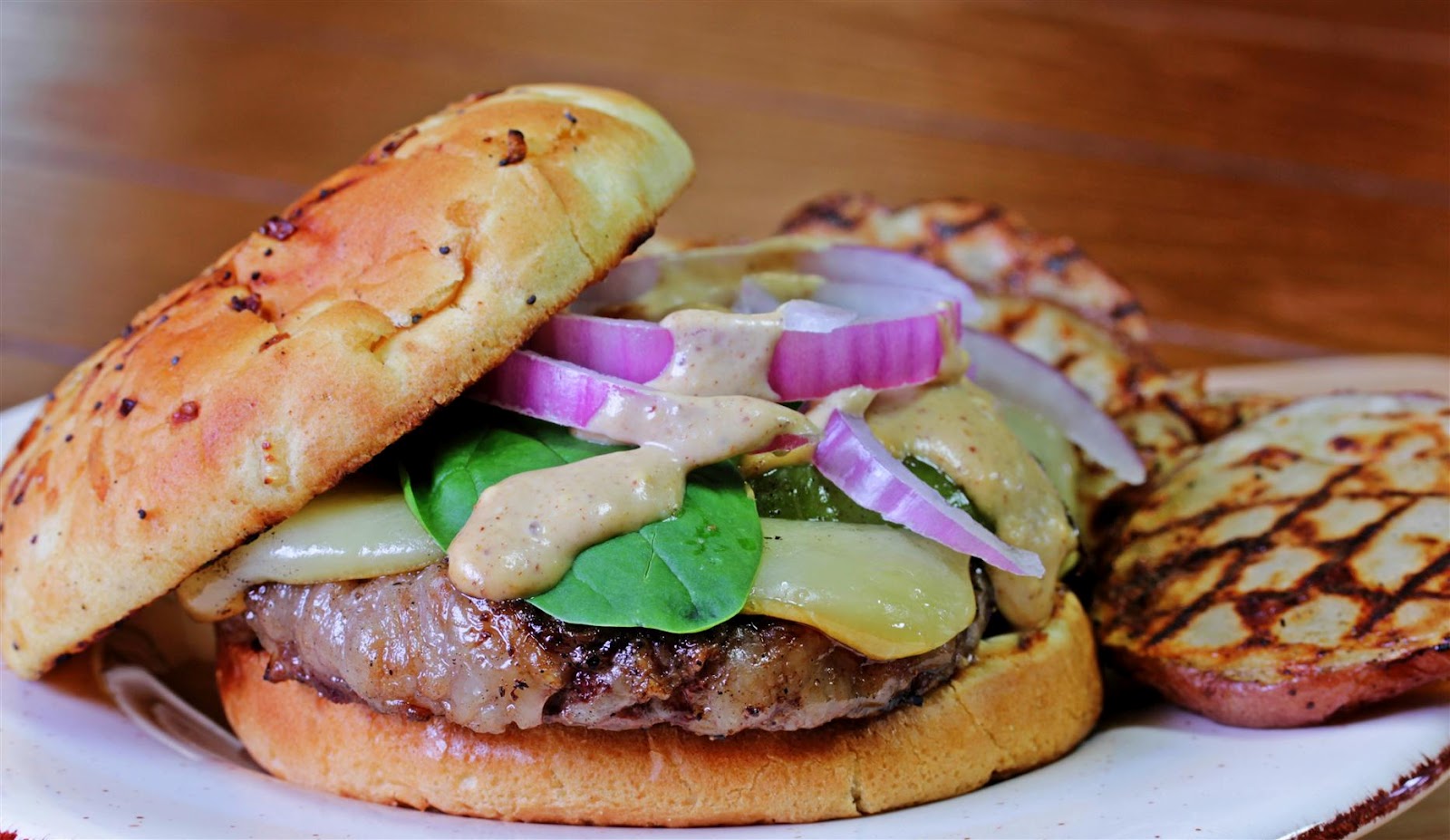 Guam Firehouse Cook Rib Eye Burger aka the "RueBurger"
