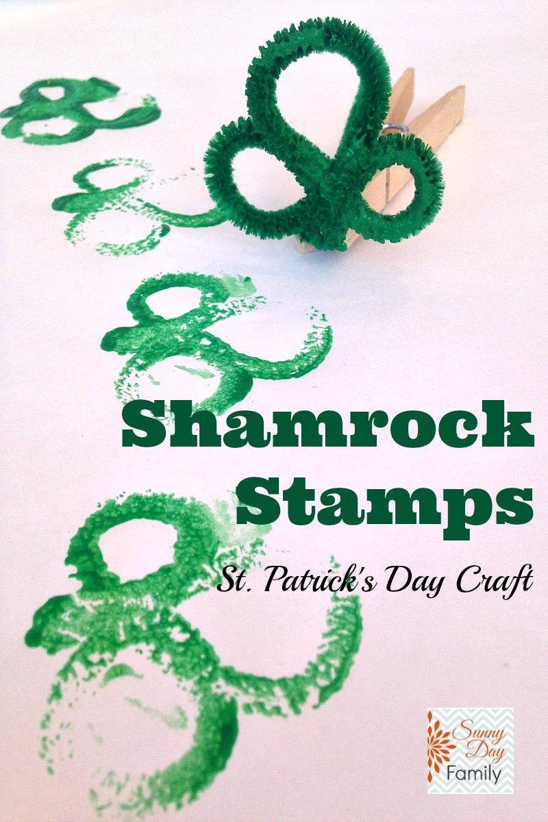 Shamrock Stamps! St. Patrick's Day craft for kids using pipe cleaners and paint.