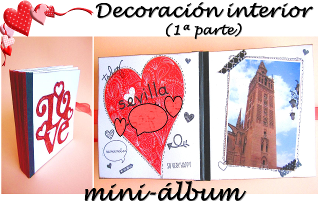 portada scrapbooking para San Valentin primera parte de la decoración interior del LOVE mini-álbum hecho con tarjetas y sobres)