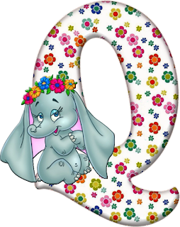 Abecedario con Elefante con Flores. Flowered Alphabet with an Elephant.