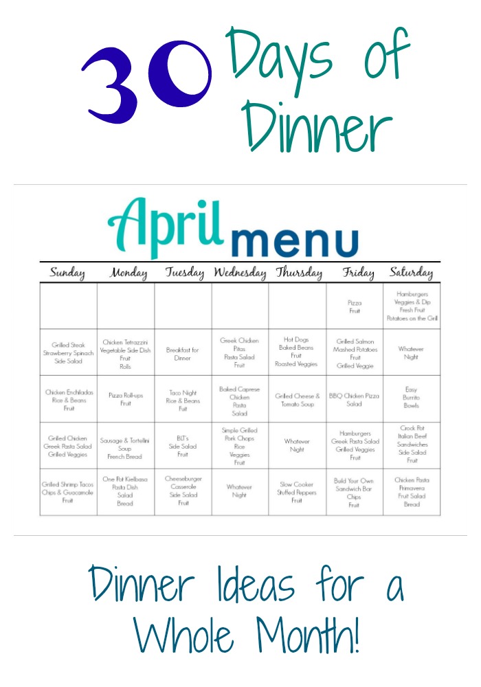 April Meal Plan for Families (Free Printable) - The Chirping Moms