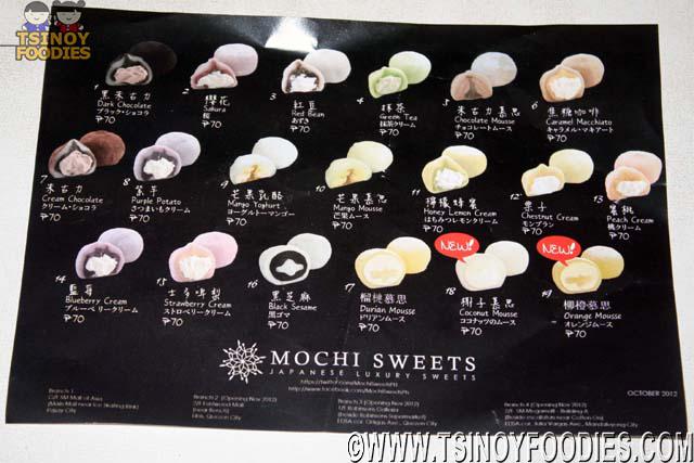 mochi sweets menu
