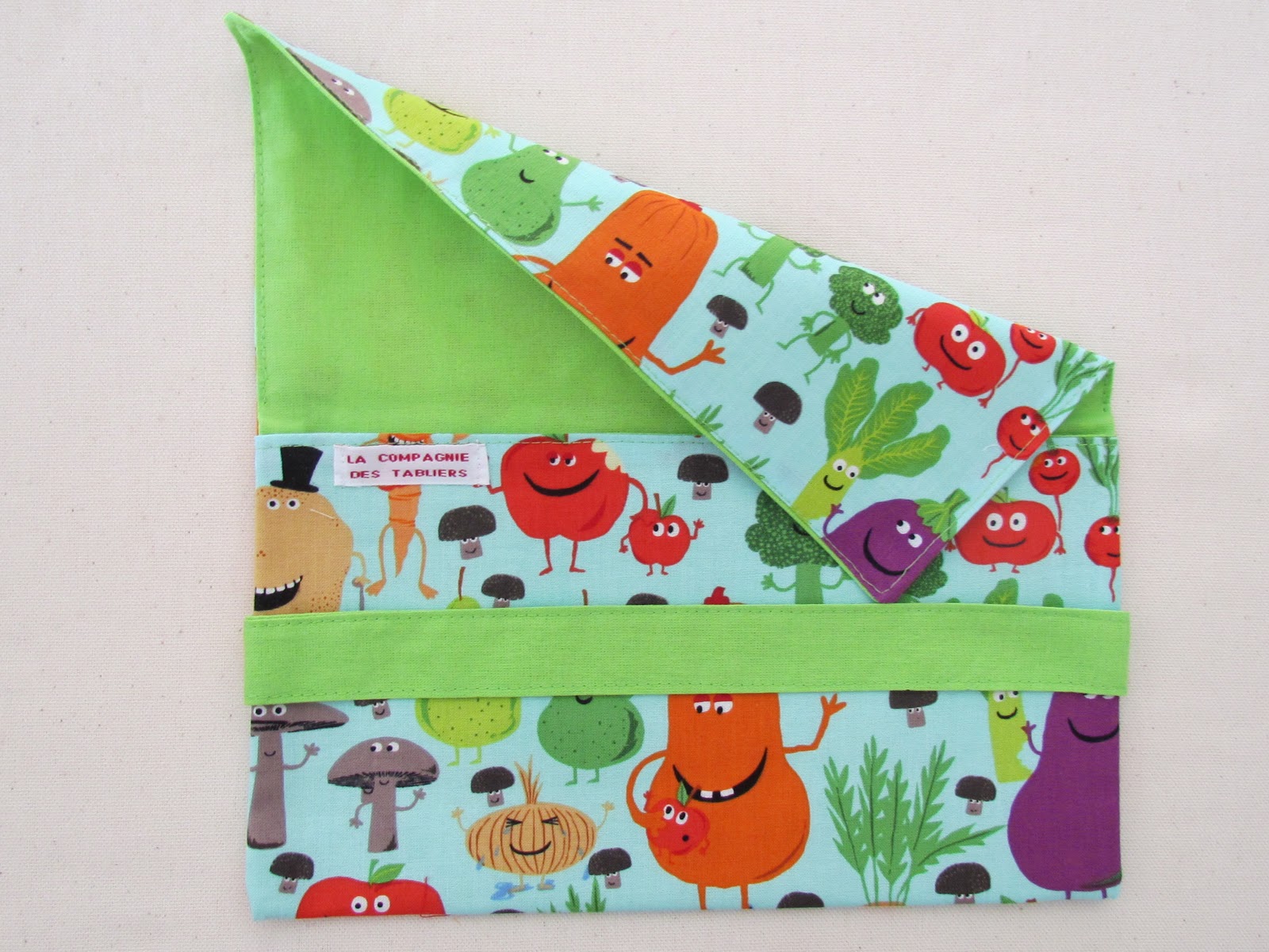 Pochette porte-serviette de table avec motifs 100 % coton bio équitable