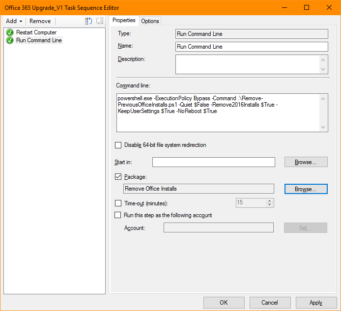 Office 365 Deployment - Office 365 Upgrade Task Sequence