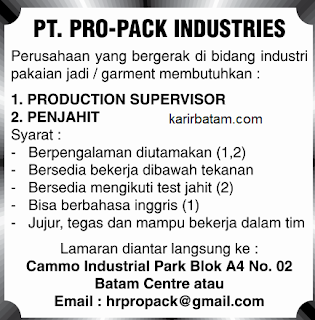 Lowongan Kerja PT. Pro-Pack Industries