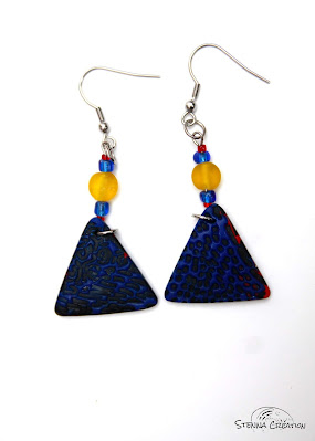 Boucles d'oreilles en pâte polymère Van Gogh Sutton Slice Stenna Création