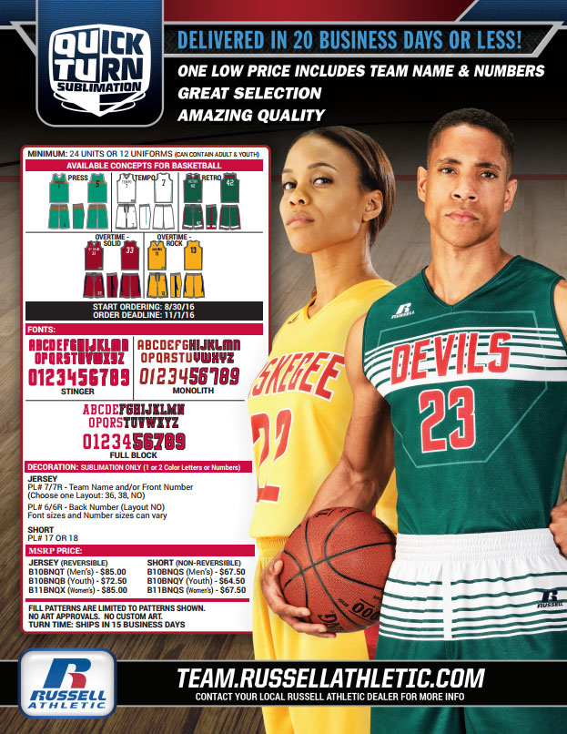 ORDER WINDOW CLOSING SOON New Russell Athletic Quick Turn Basketball