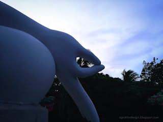 Varada Mudra Hand Position Buddha Statues At Buddhist Temple In The Evening, North Bali, Indonesia