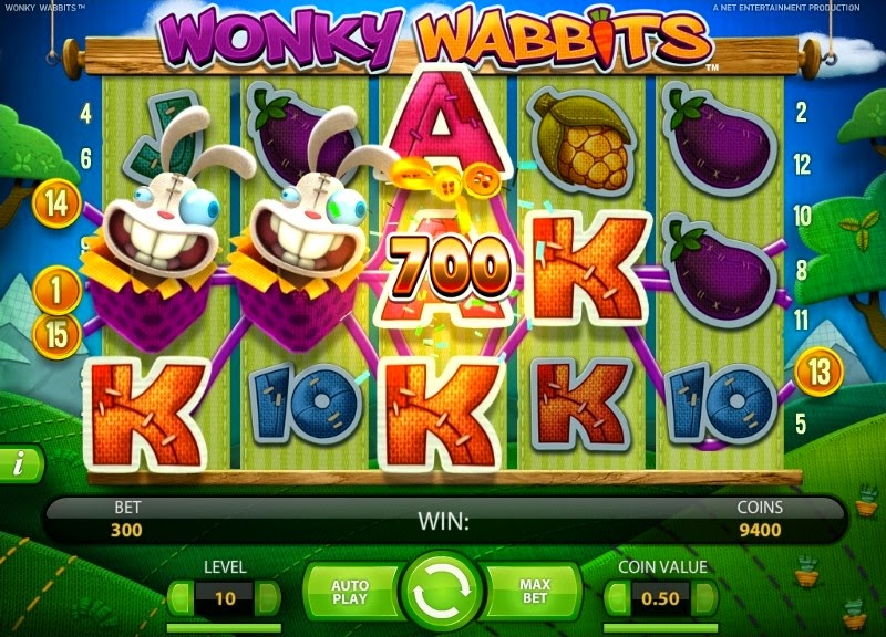 Wonky Wabbits Video Slot Screen