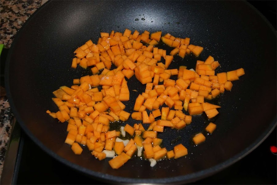 macarrones con calabaza y setas paso 2