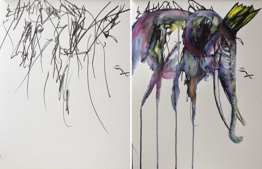 İki Yaşındaki Kızının Çizimlerini Sanat Eserine Dönüştüren Anne