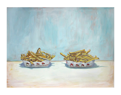 painting of two orders of  in-n-out french fries 