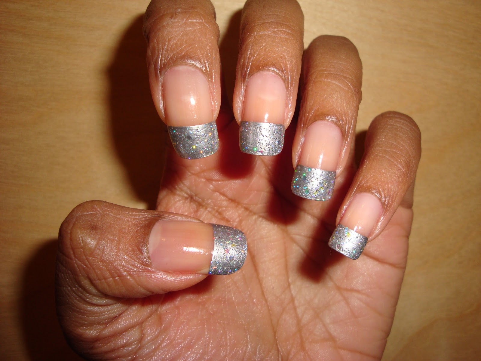 holographic silver glitter nail art