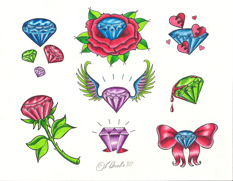 Тату алмаз эскиз для девушек