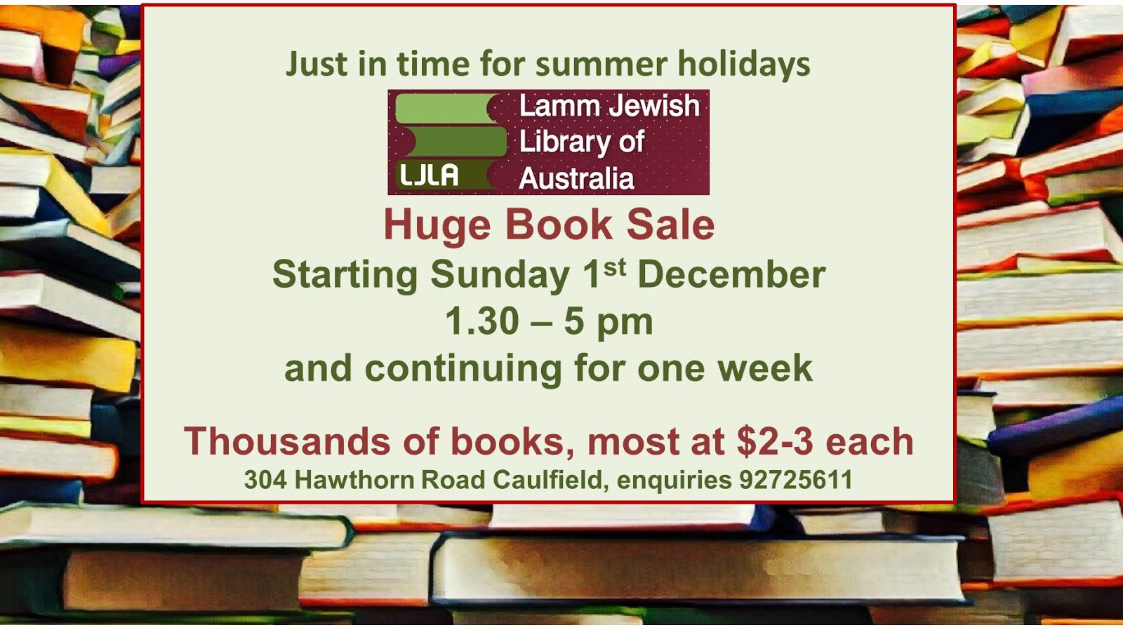 Emmanuel's Email LJLA Huge Book Sale