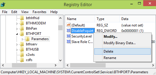 how to remove all bluetooth entries from registry how to remove all bluetooth entries from registry