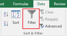 Filter Data Excel
